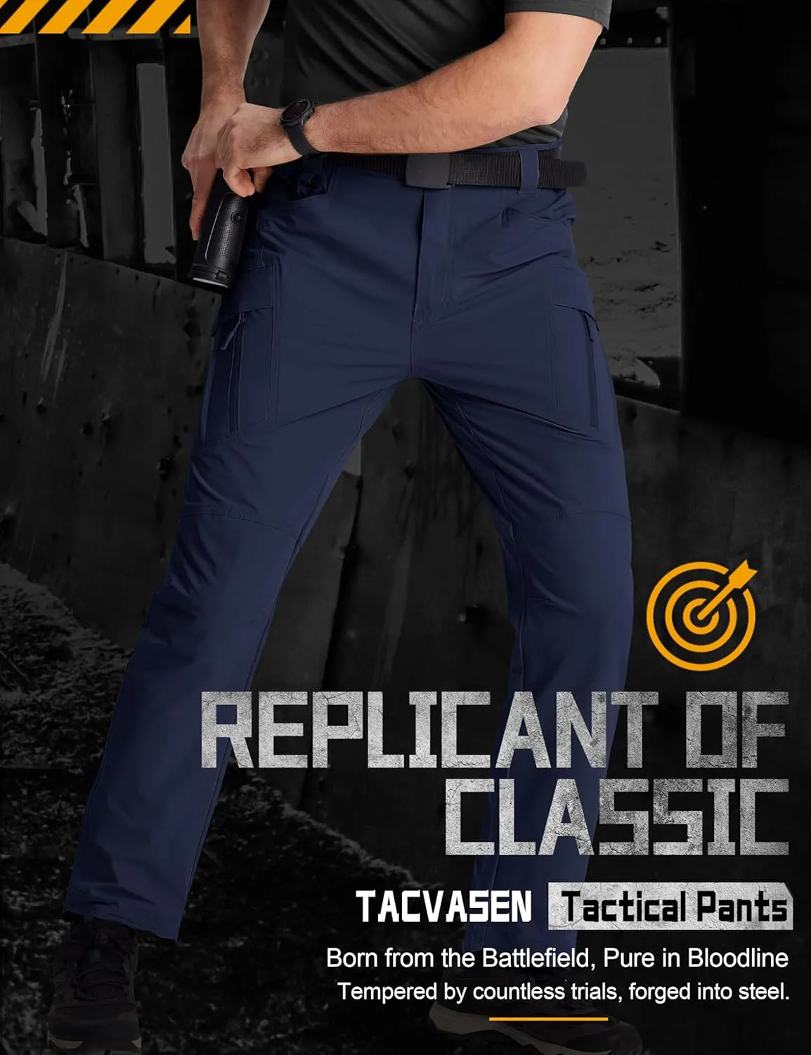 TACVASEN Men's Cargo Work Pants Construction Tactical Water Resistant Lightweight Outdoor Hiking Pants with 9 Pockets