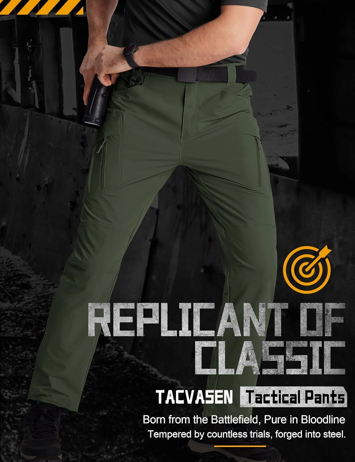 TACVASEN Men's Cargo Work Pants Construction Tactical Water Resistant Lightweight Outdoor Hiking Pants with 9 Pockets