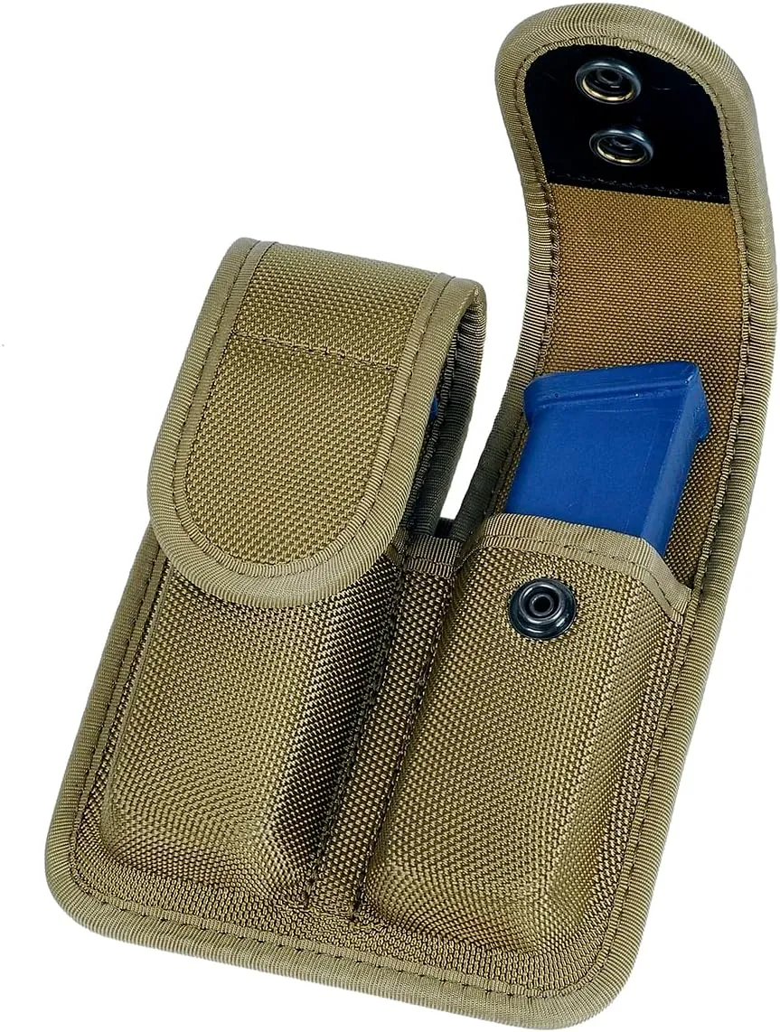 TAFTACFR Molded Double Mag Pouch Holster with Double and Single Stack Magazines .380, 9mm & 40 Cal for S&W M&P Ruger Glock Walther H&K