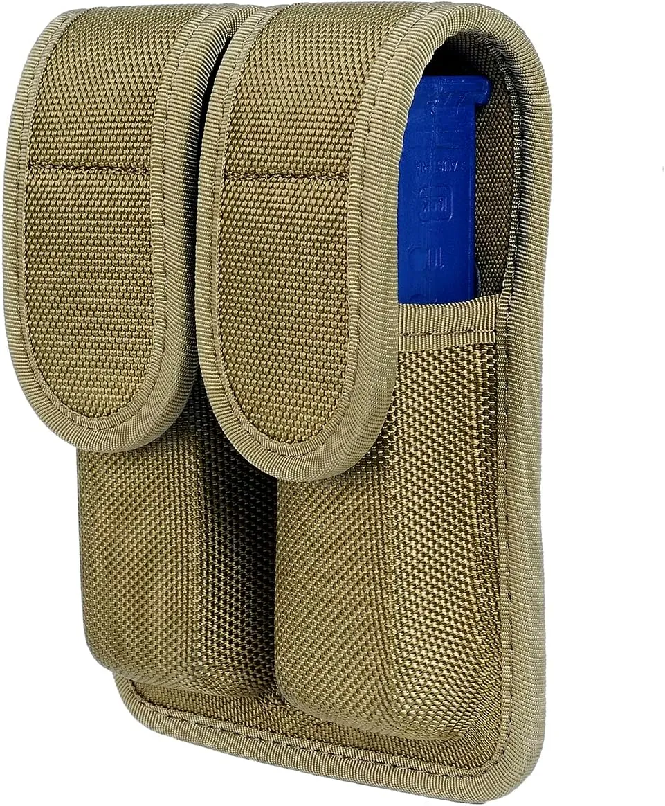 TAFTACFR Molded Double Mag Pouch Holster with Double and Single Stack Magazines .380, 9mm & 40 Cal for S&W M&P Ruger Glock Walther H&K