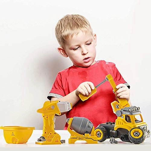 Take Apart Toys with Electric Drill | Converts to Remote Control Car | 3 in one Construction Truck Take Apart Toy for Boys | Gift Toys for Boys 3,4,5,6,7 Year Olds | Kids Stem Building Toy