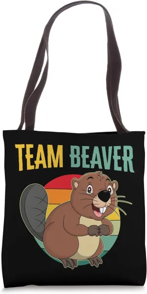 Team Beaver Vintage Retro Cute Beavers Lover Funny Gift Tote Bag