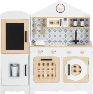 Teamson Kids Little Chef Morocco Wooden Play Kitchen Set with Sink, Stove & 11 Accessories | Kids Kitchen Playset for Toddlers Ages 1–6, White/Natural