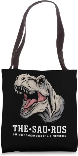 The Saurus Funny Grammar Dinosaur Tote Bag