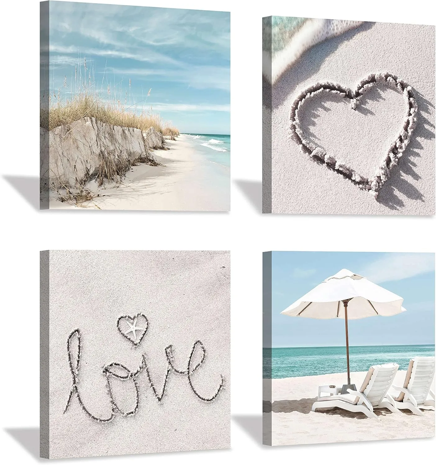 the stream design Bedroom Canvas Beach Wall Art: Bathroom Living Room Pictures Ocean Theme Painting Wall Decor 4 Panel Blue Coastal Prints Sea Scene Artwork Decorations for Home Office