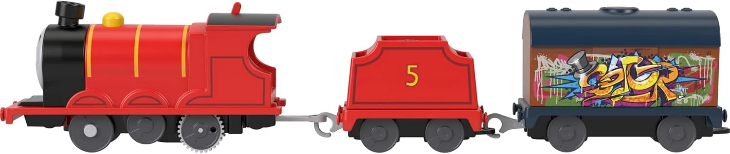 Thomas & Friends Motorized Toy Train Graffiti James Battery-Powered Engine with Tender & Cargo Car for Pretend Play Preschool Kids Ages 3  Years