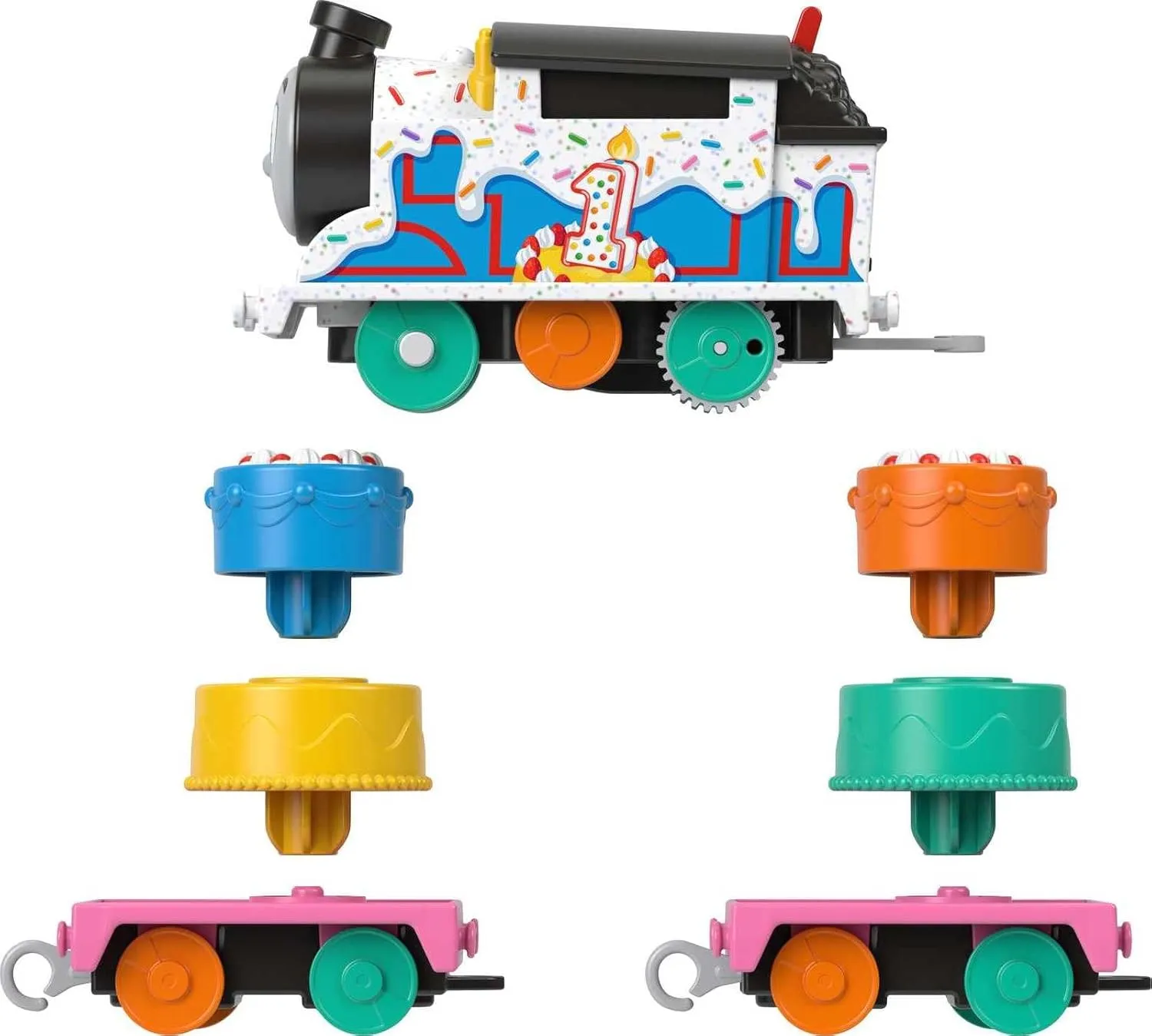 Thomas & Friends Motorized Toy Train, Wobbly Cake Thomas Engine with Cargo Cars & Pieces for Pretend Play Preschool Kids Ages 3  Years