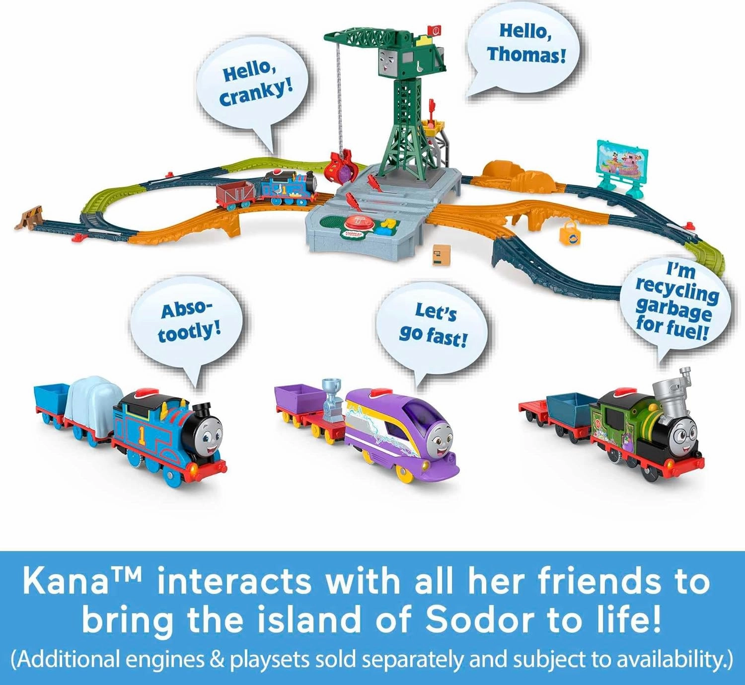 Thomas & Friends Motorized Toy Train Talking Kana Engine with Sounds Phrases & Cargo Car for Preschool Pretend Play Kids Ages 3  Years