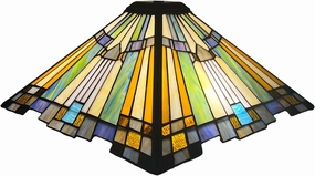 Tiffany Lamp Shade 16 Inch Wide Accessories Replacement Amber Brown Stained Glass Mission Square Style Lampshade Only with Cap, Vintage Antique Light Cover for Table Lamp Floor Lamp Pendant