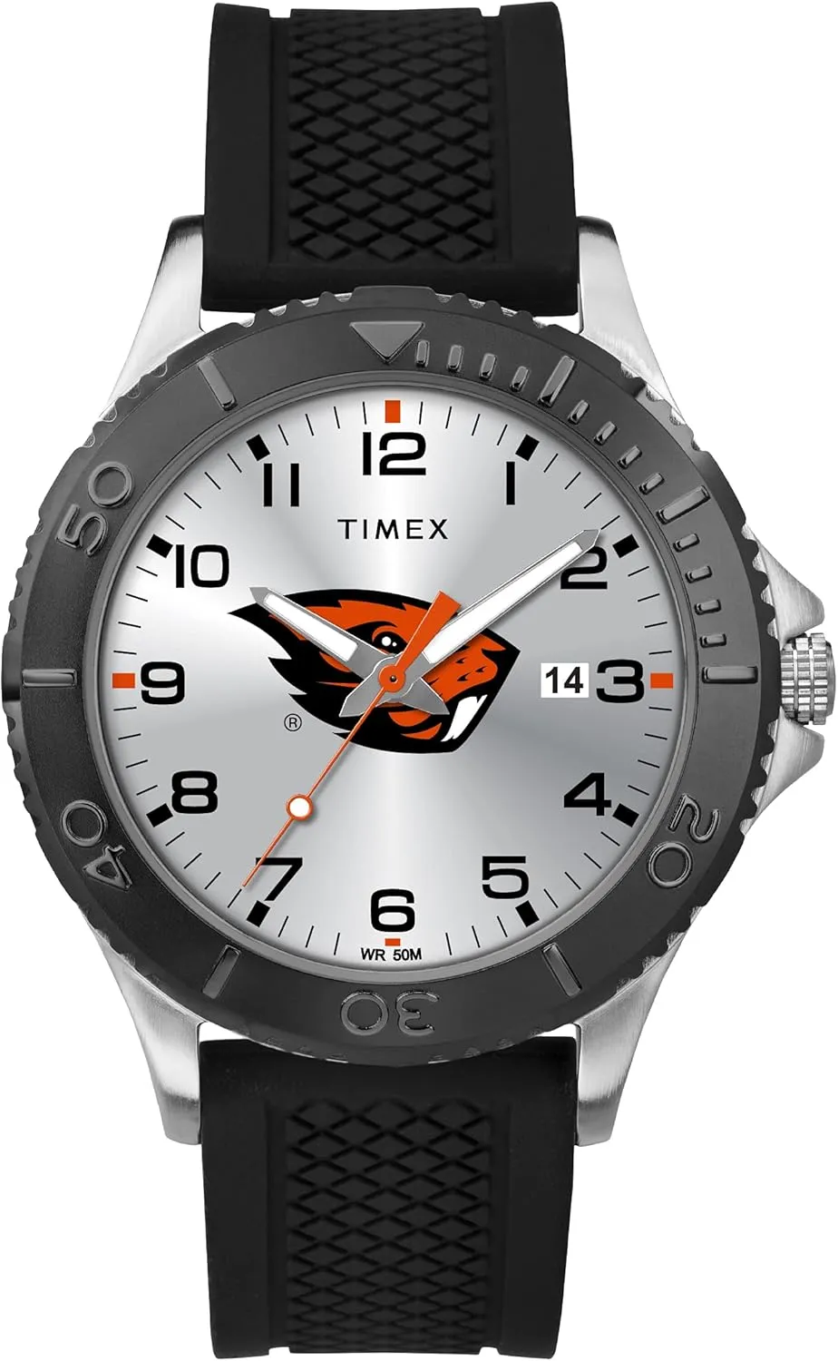 Timex Tribute Men's Collegiate Gamer 42mm Watch – Oregon State Beavers with Black Silicone Strap