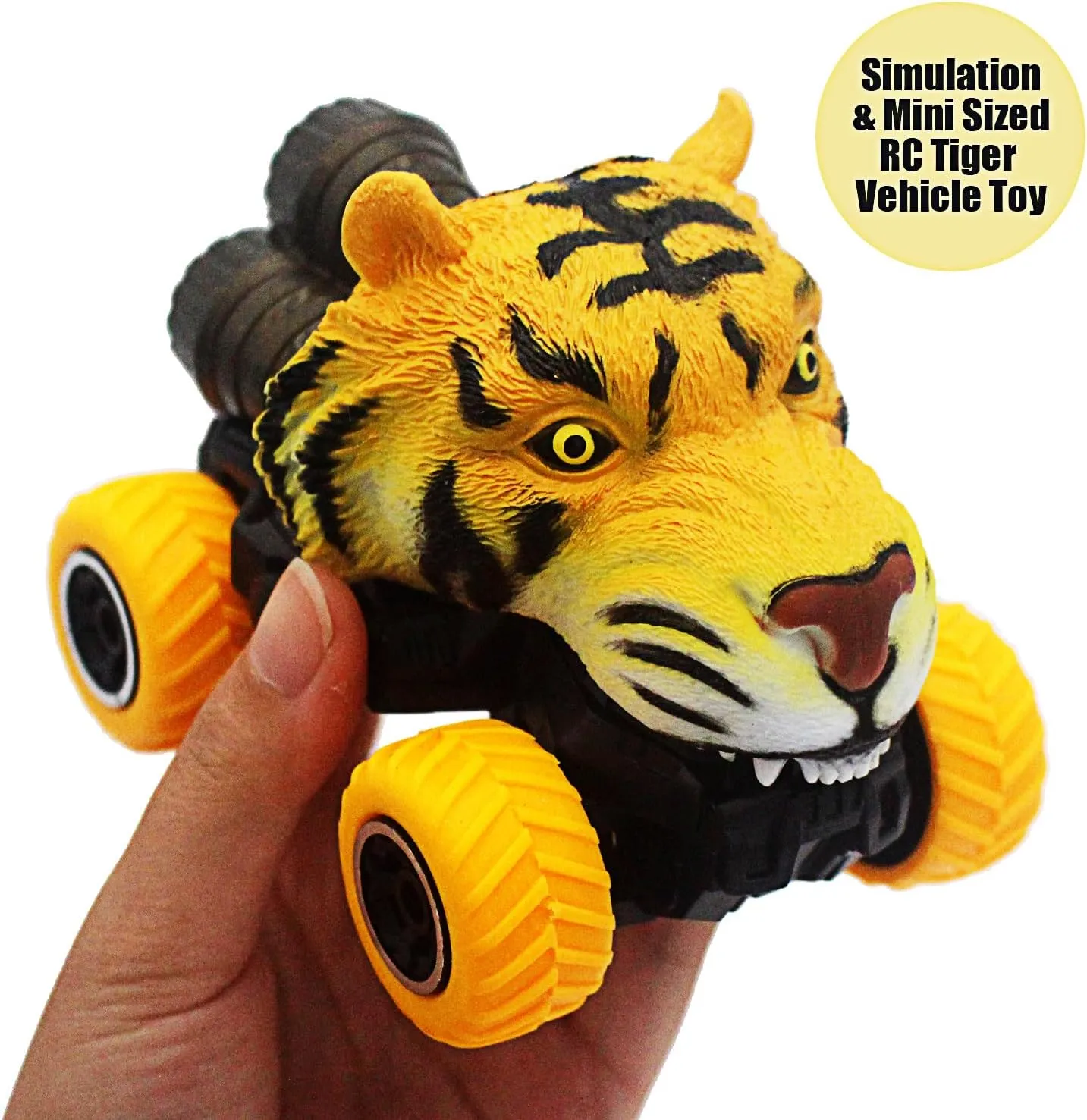 Tipmant Cute RC Car Remote Control Vehicle Toys Realistic Animal Kids Birthday Gifts (Yellow Tiger)