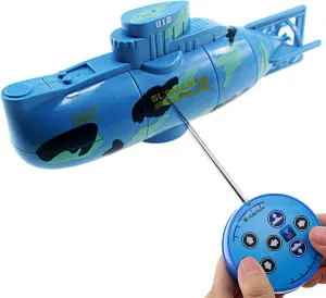 Tipmant Mini RC Submarine Toys Remote Control Boat Electric Swim Diving Fish Tank Water Tube Kids Birthday Gifts (Blue)