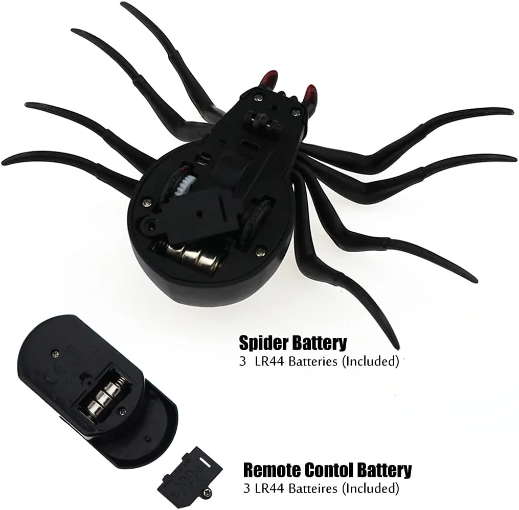 Tipmant RC Spider Remote Control Car Vehicle Animal Scary Prank Toys Electric Electronic Siumlation Fake Kids Birthday Gifts (Black)
