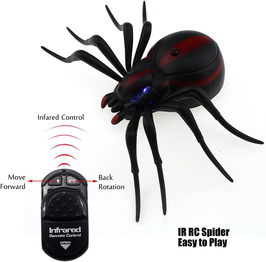 Tipmant RC Spider Remote Control Car Vehicle Animal Scary Prank Toys Electric Electronic Siumlation Fake Kids Birthday Gifts (Black)