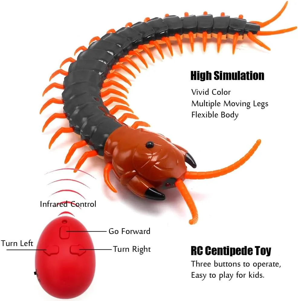 Tipmant Realistic Large Size RC Centipede Scolopendra Animal Toy Infrared Remote Control Vehicle Car Scary Prank Kids Birthday Gifts (Dark Green)