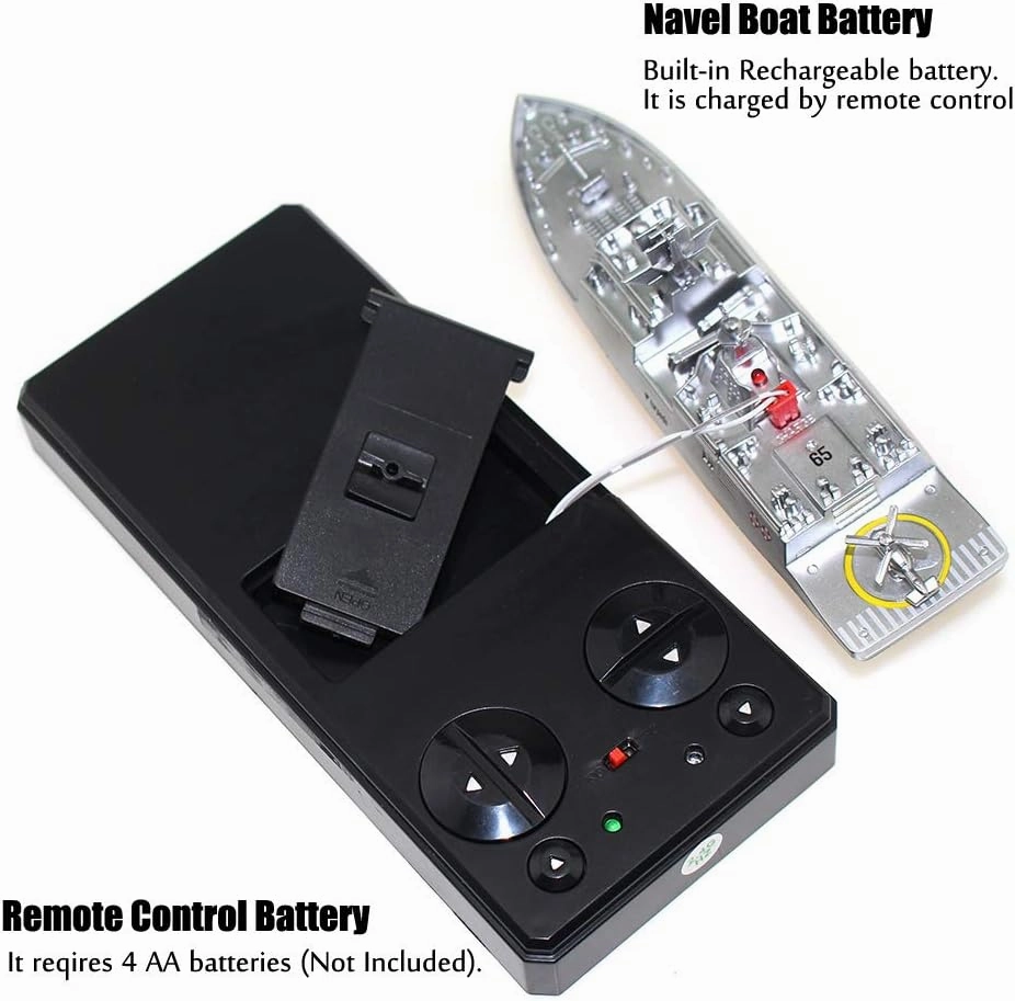 Tipmant Military RC Naval Ship Vessel Warcraft 2.4 GHz Remote Control Boat Speedboat Electric Water for Swimming Pool Kids Toy Birthday Gifts (Silver)