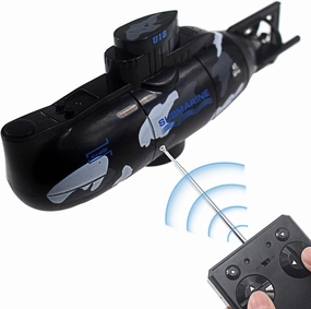 Tipmant Mini RC Submarine Remote Control Boat Ship Military Model Electric Water Toy Waterproof Diving Kids Gift Black