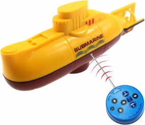 Tipmant Mini RC Submarine Toy Remote Control Boat Electric Dive for Fish Tank Water Tube Kids Gift Yellow