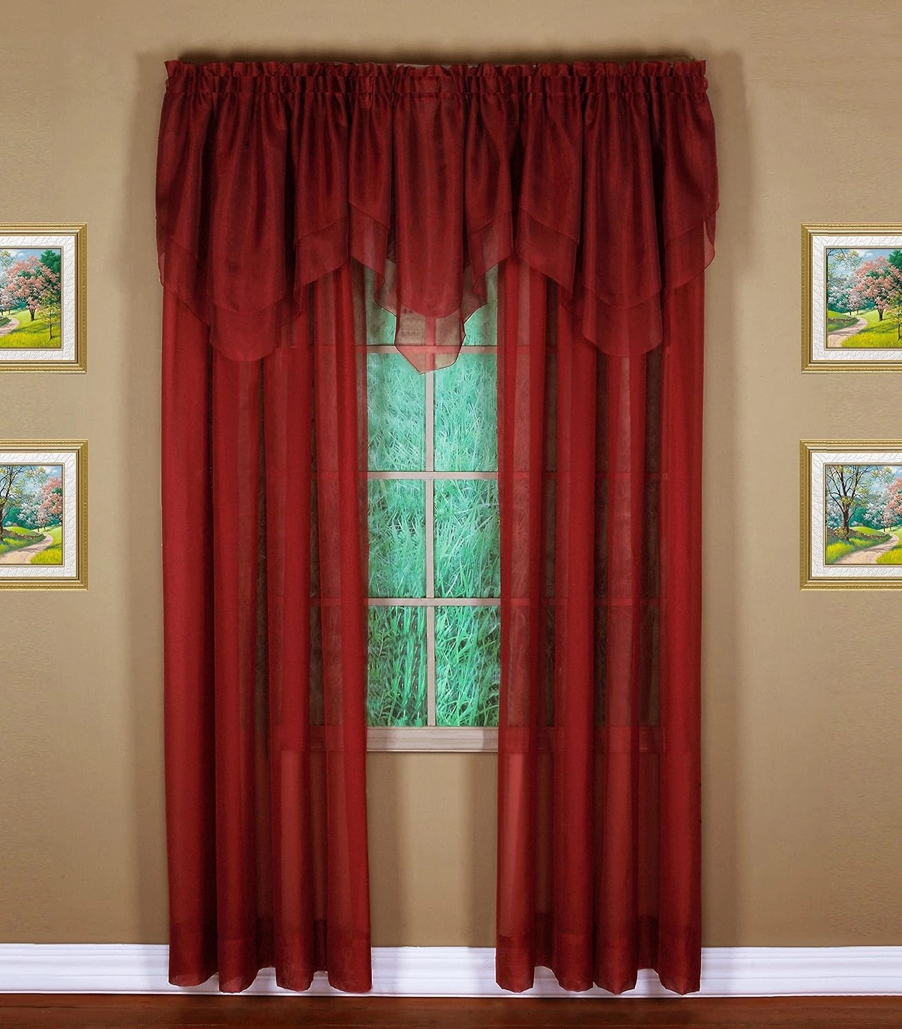 Today's Curtain Emelia Original Voile Ascot 25", Burgundy, 40" W x 25" L