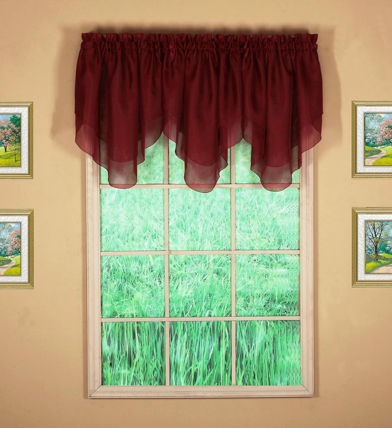 Today's Curtain Emelia Original Voile Ascot 25", Burgundy, 40" W x 25" L