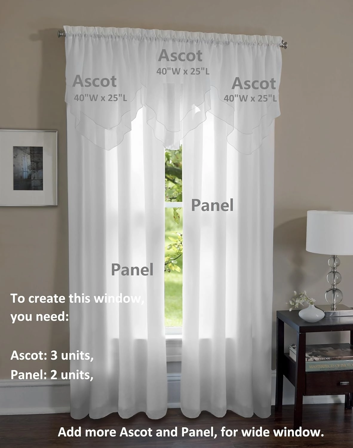 Today's Curtain Emelia Original Voile Ascot 25", Burgundy, 40" W x 25" L