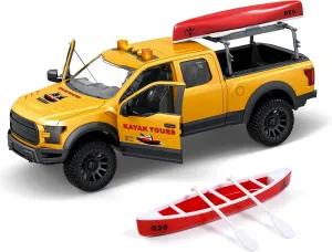 Toddler Toys Pickup Toy Truck Toy with Sound and Light Pull - Fun Cars, Music, Toys for Kids, Ages 3 4 5 6 Year Old Boys (Yellow Pickup Truck with Boat)