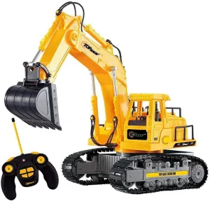 Top Race 7 Channel Full Functional RC Excavator, Battery Powered Electric Remote Control Construction Tractor with Lights and Sound (TR-111), Construction Trucks, RC Construction Vehicles, Big Truck