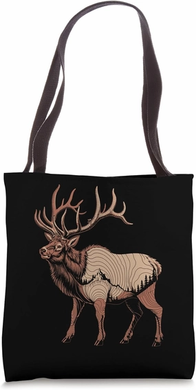 Topographical Bull Elk Deer Hunting Antlers Deer Hunters Tote Bag