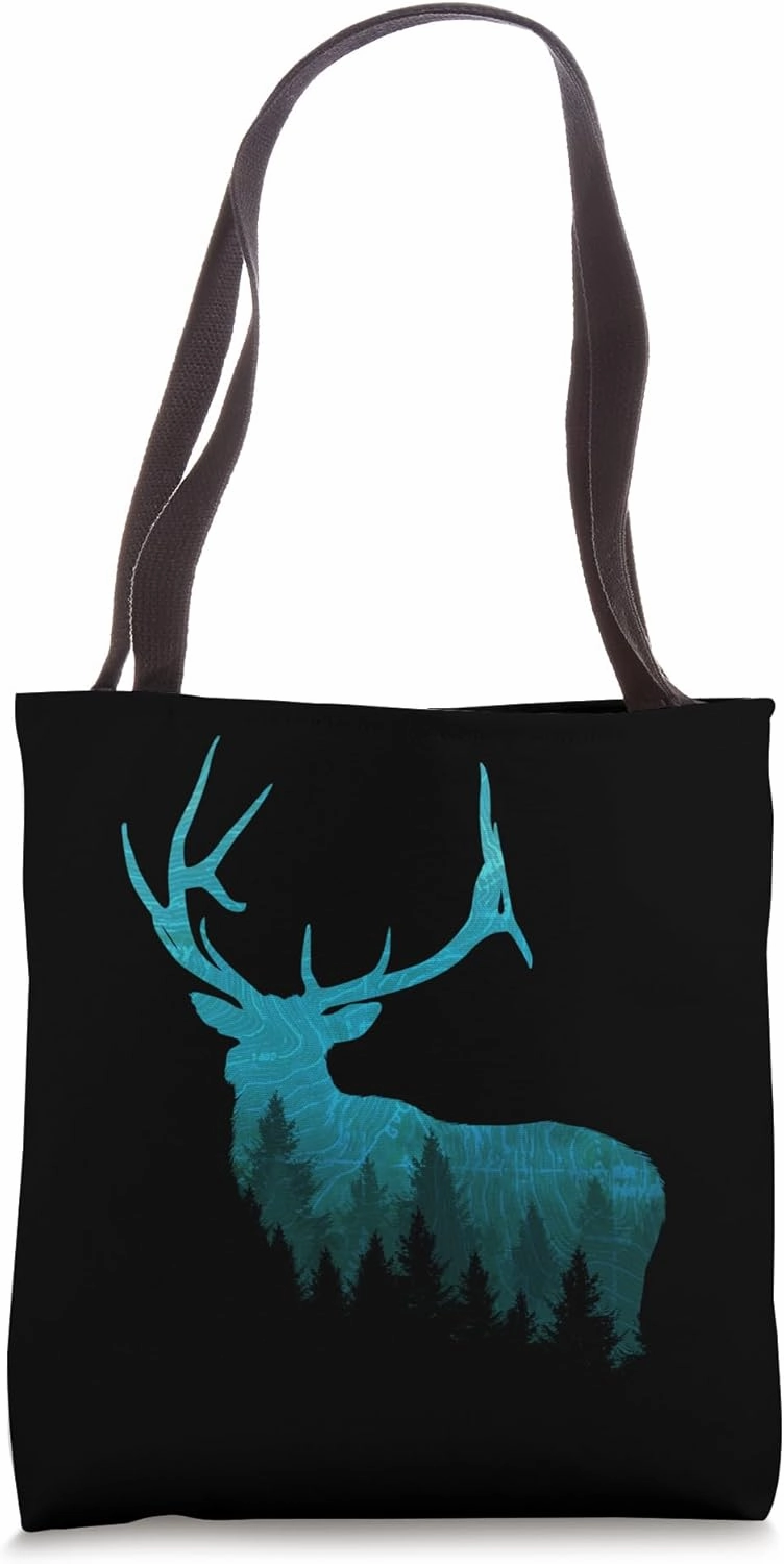 Topographical Bull Elk Deer Hunting Antlers Deer Hunters Tote Bag