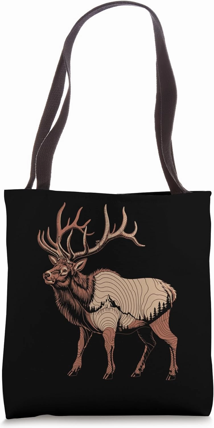 Topographical Bull Elk Deer Hunting Antlers Deer Hunters Tote Bag