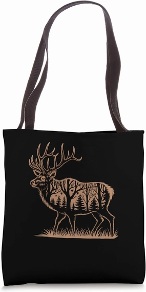 Topographical Bull Elk Deer Hunting Antlers Deer Hunters Tote Bag