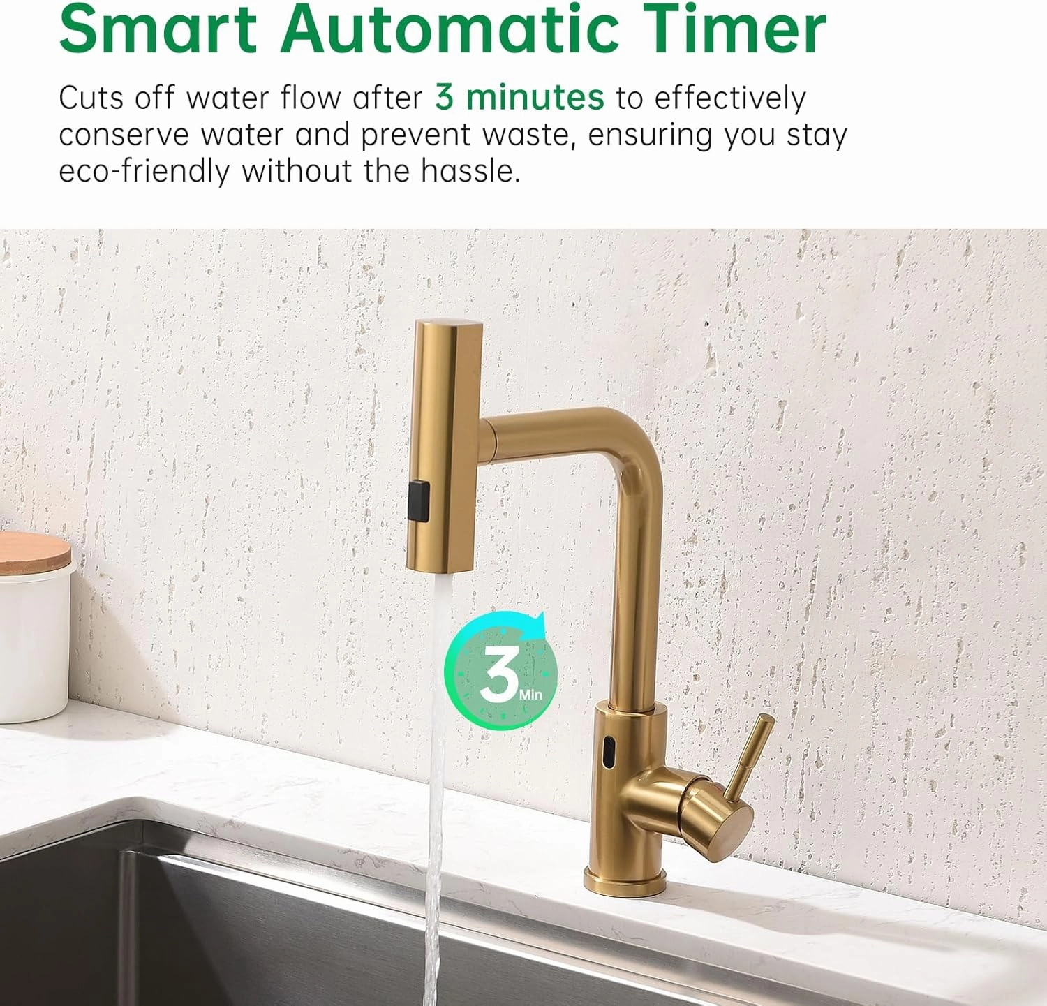 Touchless Kitchen Faucet Motion Sensor Hands Free Single Handle Kitchen Sink Faucet with Pull Down Sprayer Brusshed Gold