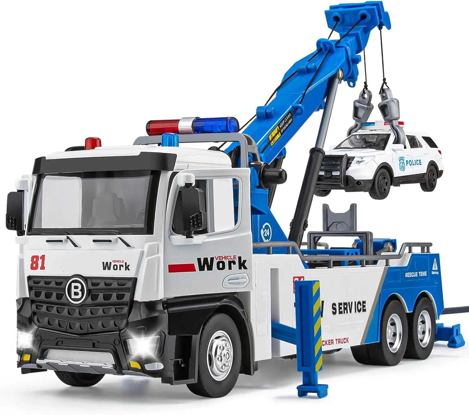Tow Truck Toy for Kids, Metal Tow Truck with Crane Toy Model with Lights and Sounds, Construction Vehicles for 3 4 5 6 7 8 Years Old Boys