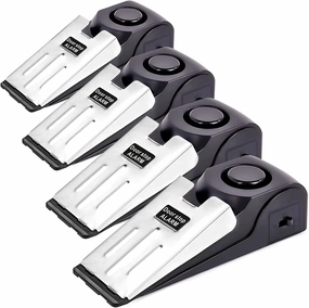 TOWODE Door Stop Alarm with 120DB Siren Door Stop for Home & Travel (Black) (Pack of 4)