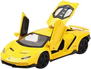 Toy Cars Model Lambo Yellow Alloy Collectible Pull Back Diecast Vehicles with Sound and Light