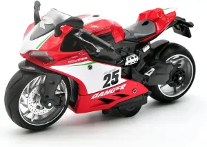 Toy Motorcycle,Pull Back Motorcycle Toy with Sounds and Lights,1:12 Scale Motorcycle Model Toy for Kids, Pull Back Vehicle for Age 3  Year Old Birthday Christmas Party Supplies (Red)