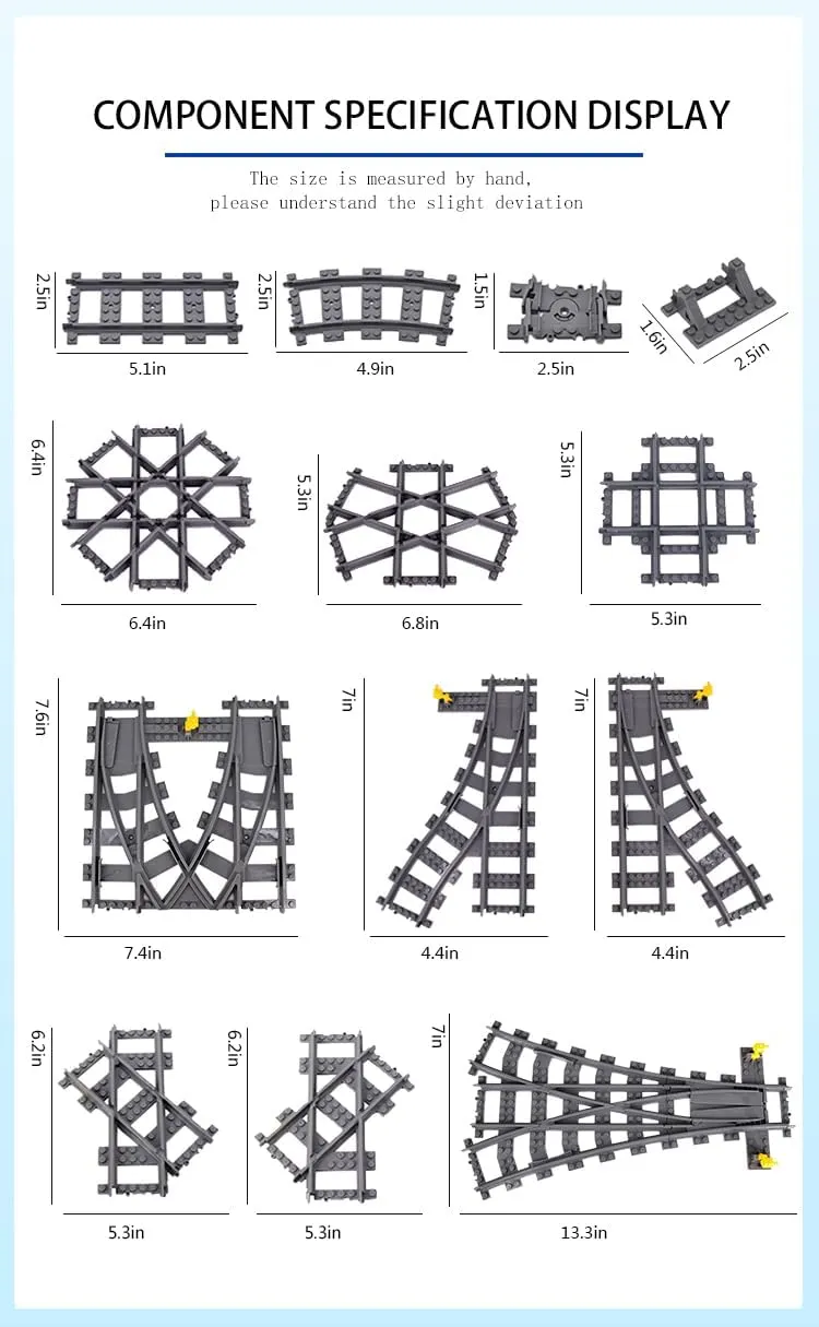 Toy Train Track Expansion Set, Building Blocks Toy for Boys & Girls, Freely Connect & Build, Includes 114 Track Pieces, Compatible with All Major Train Brands, DIY Kit