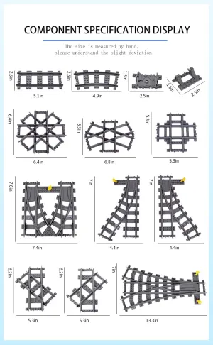 Toy Train Track Expansion Set, Building Blocks Toy for Boys & Girls, Freely Connect & Build, Includes 114 Track Pieces, Compatible with All Major Train Brands, DIY Kit