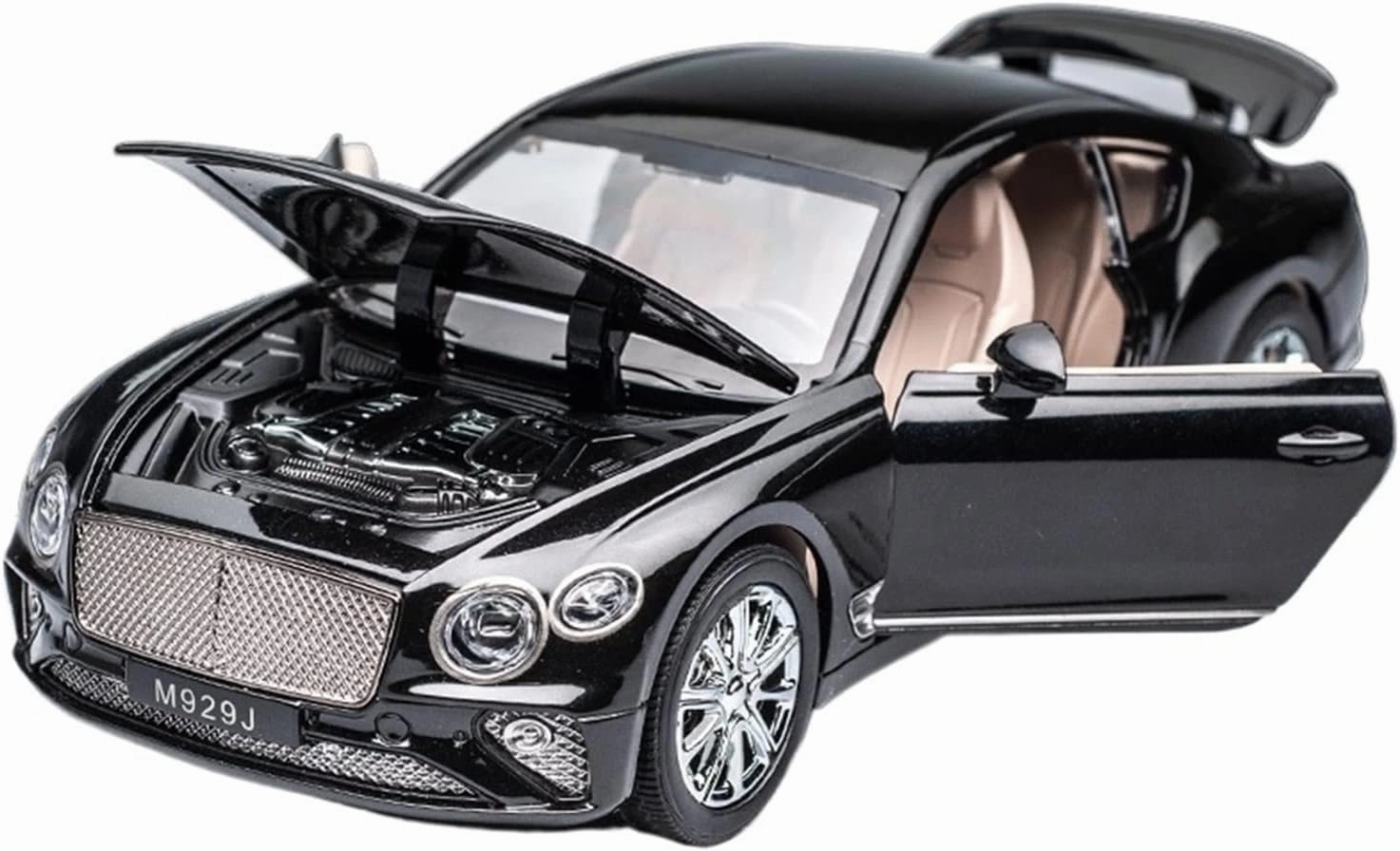 Toy car Model 1:24 for Continental GT Alloy Car Model Diecasts Toy Sound Light Childrens Toy Gift (Color : Black)
