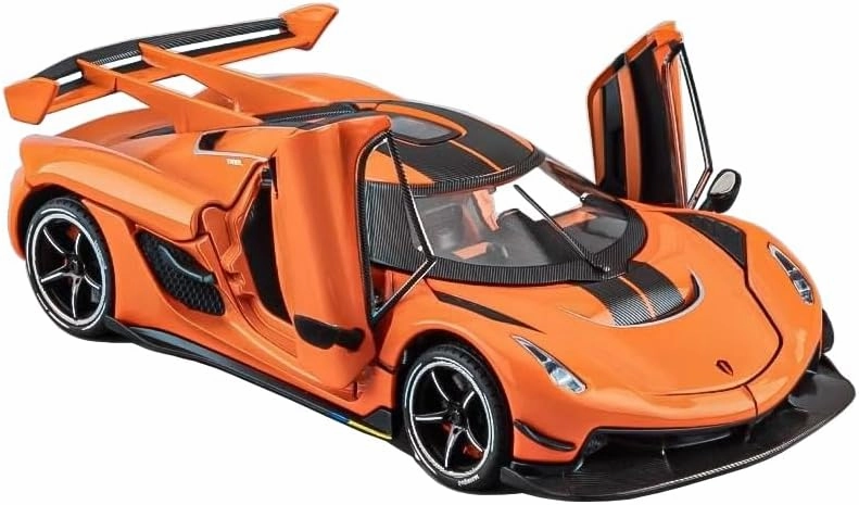 Toy Cars Model Jesko 1/24 Orange Alloy Collectibles Die-cast Vehicles with Sound and Light