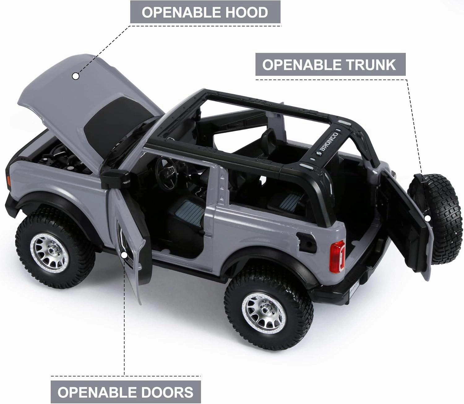 Toy Trucks 1:24 Scale Metal Model Die-cast Hobby Toy Cars for Boys Girls and Adults Car Lovers Collection, Gray