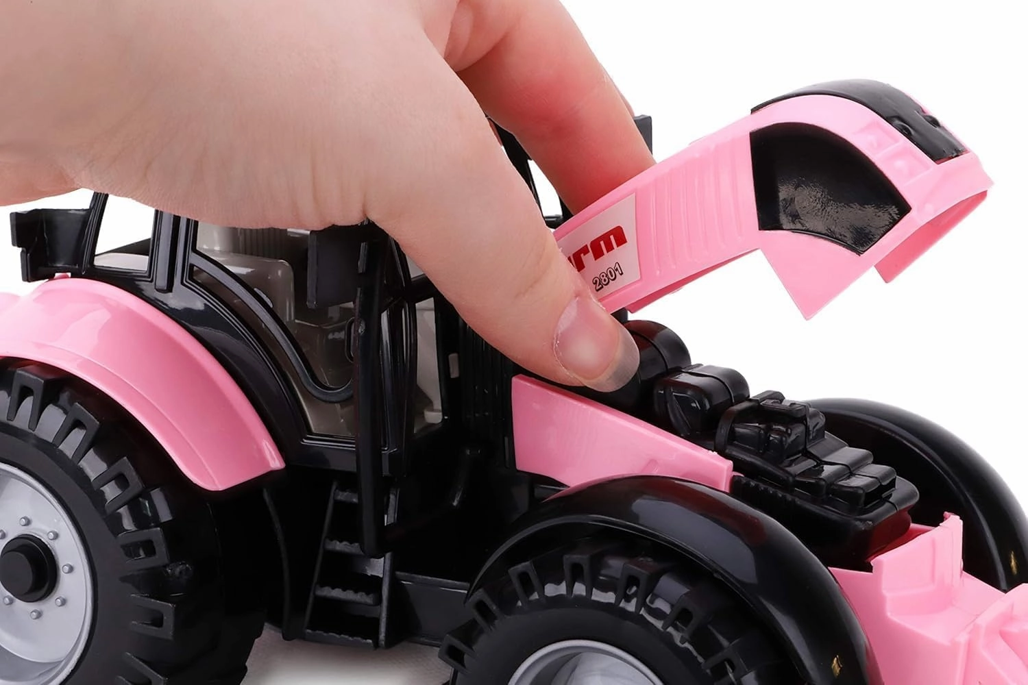 Toyland® Friction Powered Farm Tractor with Opening Bonnet (Pink)