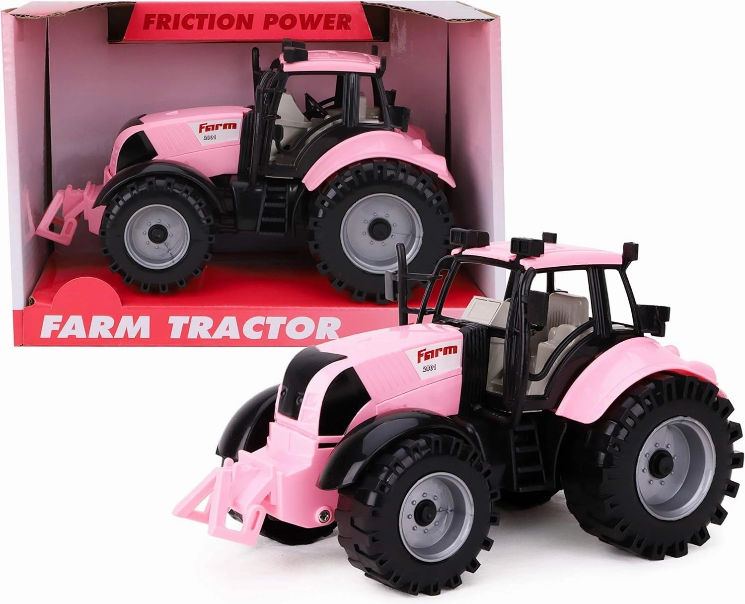 Toyland® Friction Powered Farm Tractor with Opening Bonnet (Pink)