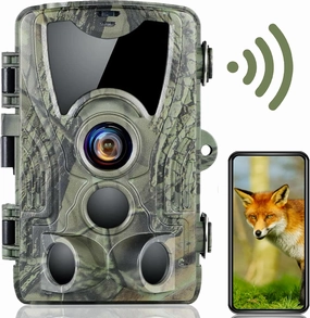 Trail Camera WiFi, 30MP 4K Game Camera with Night Vision Motion Activated Waterproof, 0.2S Trigger Speed, 850nm Low Glow for Backyard Security Wildlife Monitoring (Green)