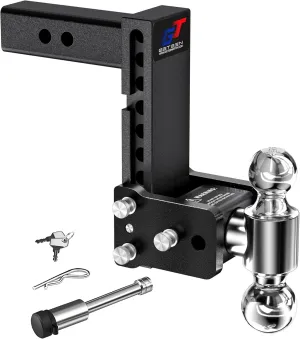Trailer Hitches, Adjustable Trailer Hitch Ball Mount - Fits 2.0" Receiver, Tri-Ball (1-7/8" x 2" x 2-5/16"), 7" Drop, 10,000 GTW - GT20073B