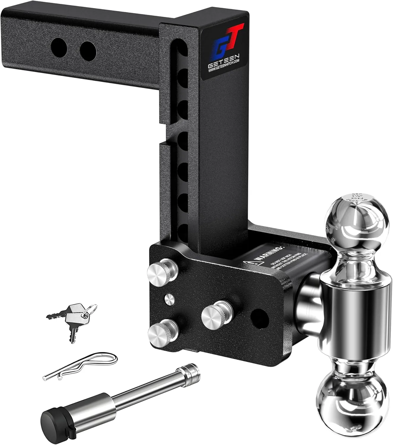 Trailer Hitches, Adjustable Trailer Hitch Ball Mount - Fits 2.0" Receiver, Tri-Ball (1-7/8" x 2" x 2-5/16"), 7" Drop, 10,000 GTW - GT20073B