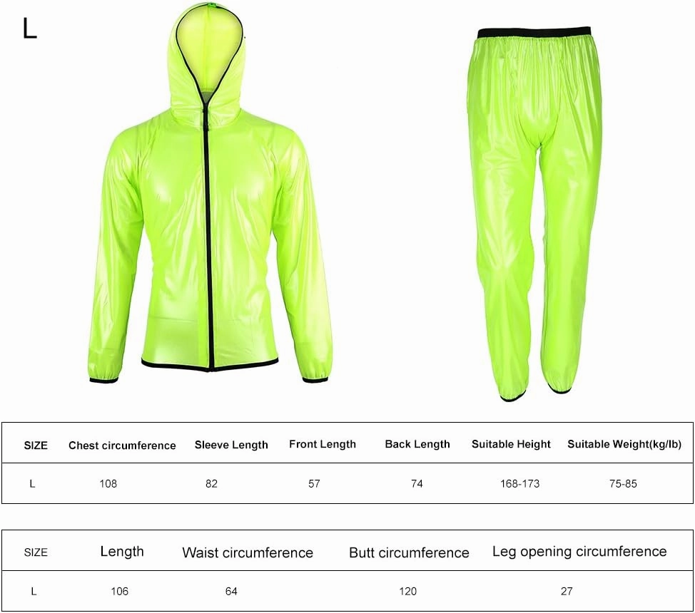 Transparent Cycling Rain Jacket, Cool and Comfortable Design Bike Rain Jacket Set Windproof and Waterproof Outdoor