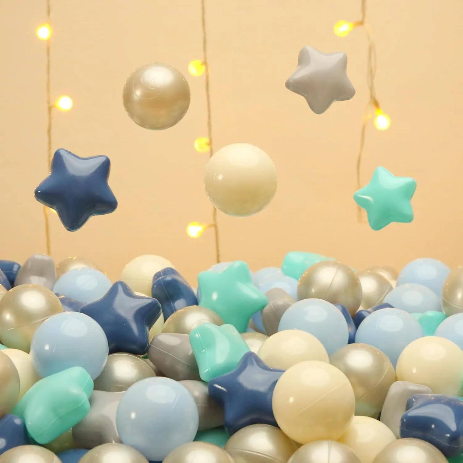 TRENDPLAY Star Ball Pit Balls 50 100 200 500 for Toddlers - Ball Pit Ball Shapes for Boys Girls Fun, Birthday Party, Christmas Decoration