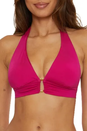 Trina Turk Women's Standard Monaco Ring Halter Bikini Top, Adjustable, Tie Back, Swimwear Separates