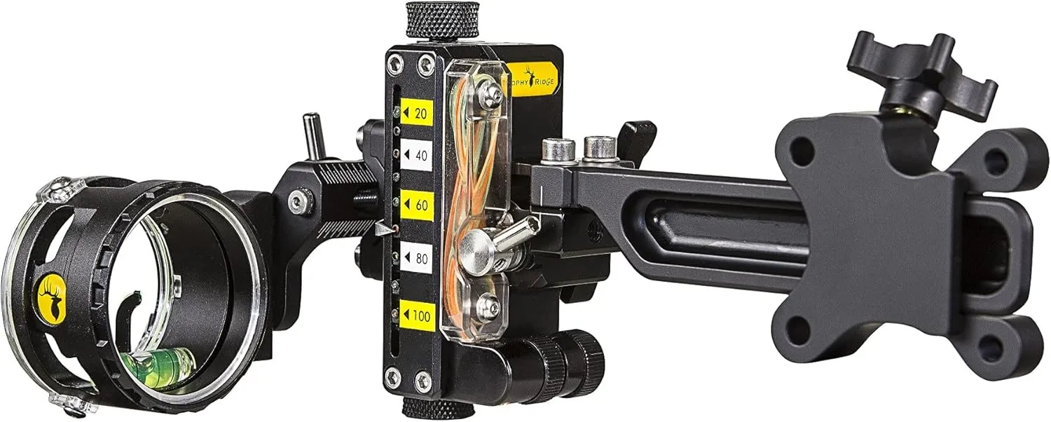 Trophy Ridge React One Pro Dovetail Bow Sight - Accuracy up to 100 Yards, Tool Less Windage and Elevation Adjustability, 2nd/3rd Axis Leveling, Adjustable Click Light